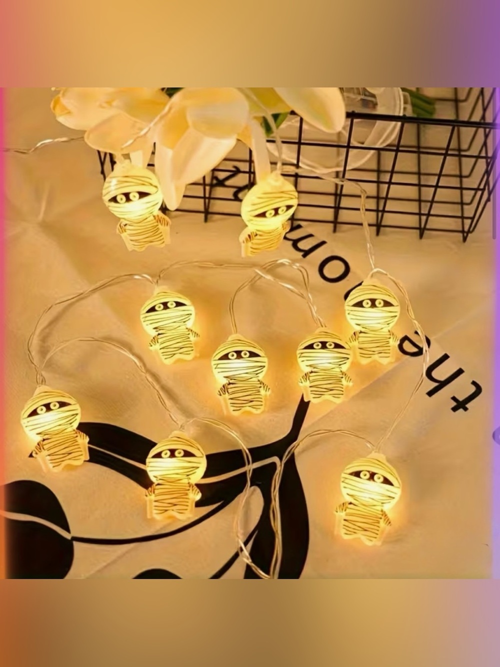 Halloween Mummy String LED Lights - Warm Yellow - Picture 2 of 5
